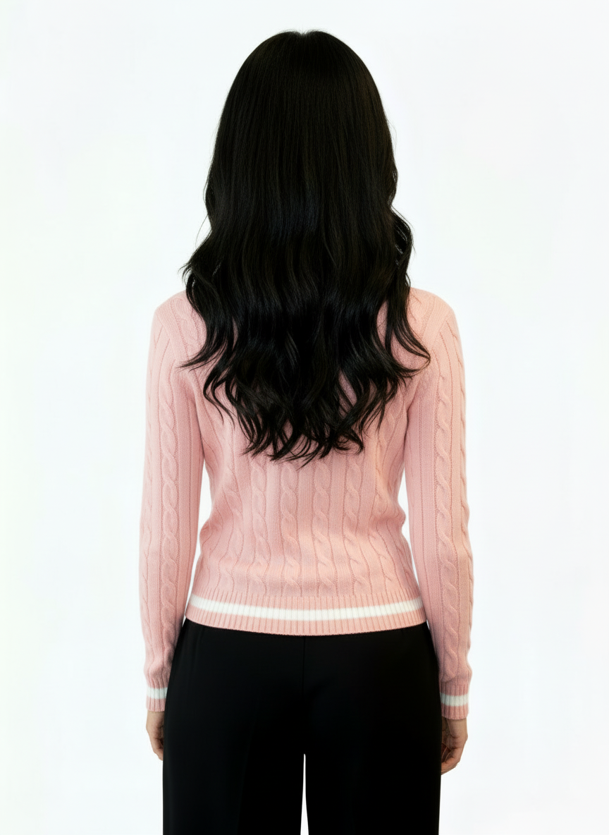 Valeria Women's V-Neck Sweater - Pink