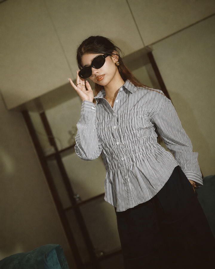 Women’s Fitted Striped Grey Shirt