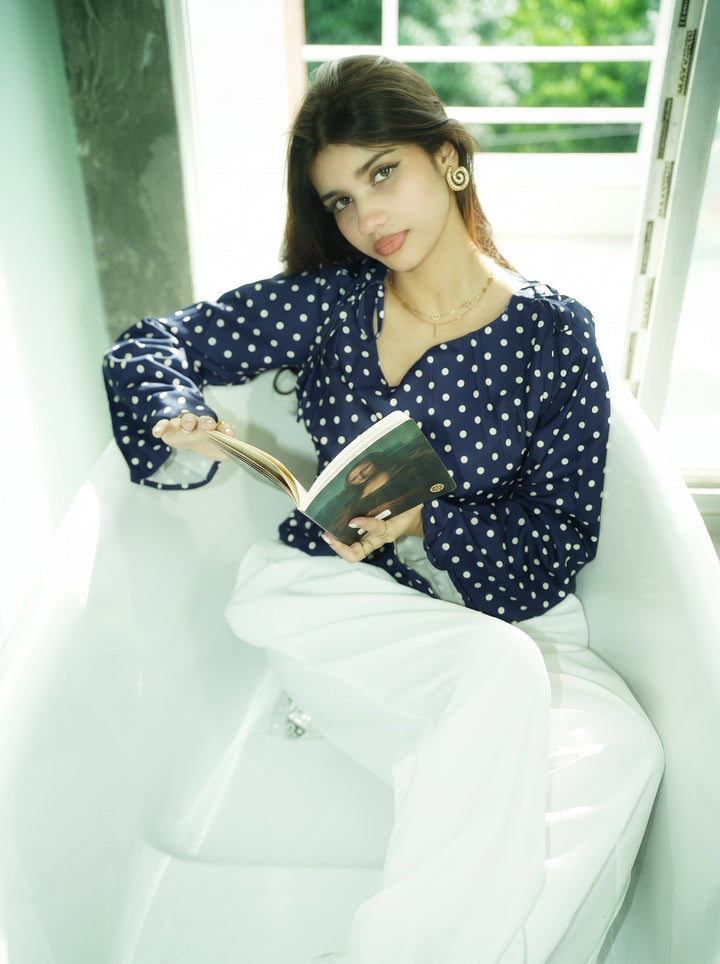 Women’s Polka Dot Top - Navy Blue