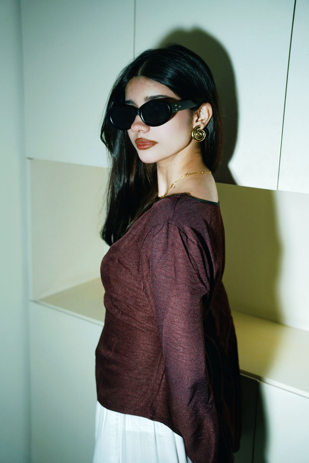 Women’s Flared Sleeve Top - Maroon