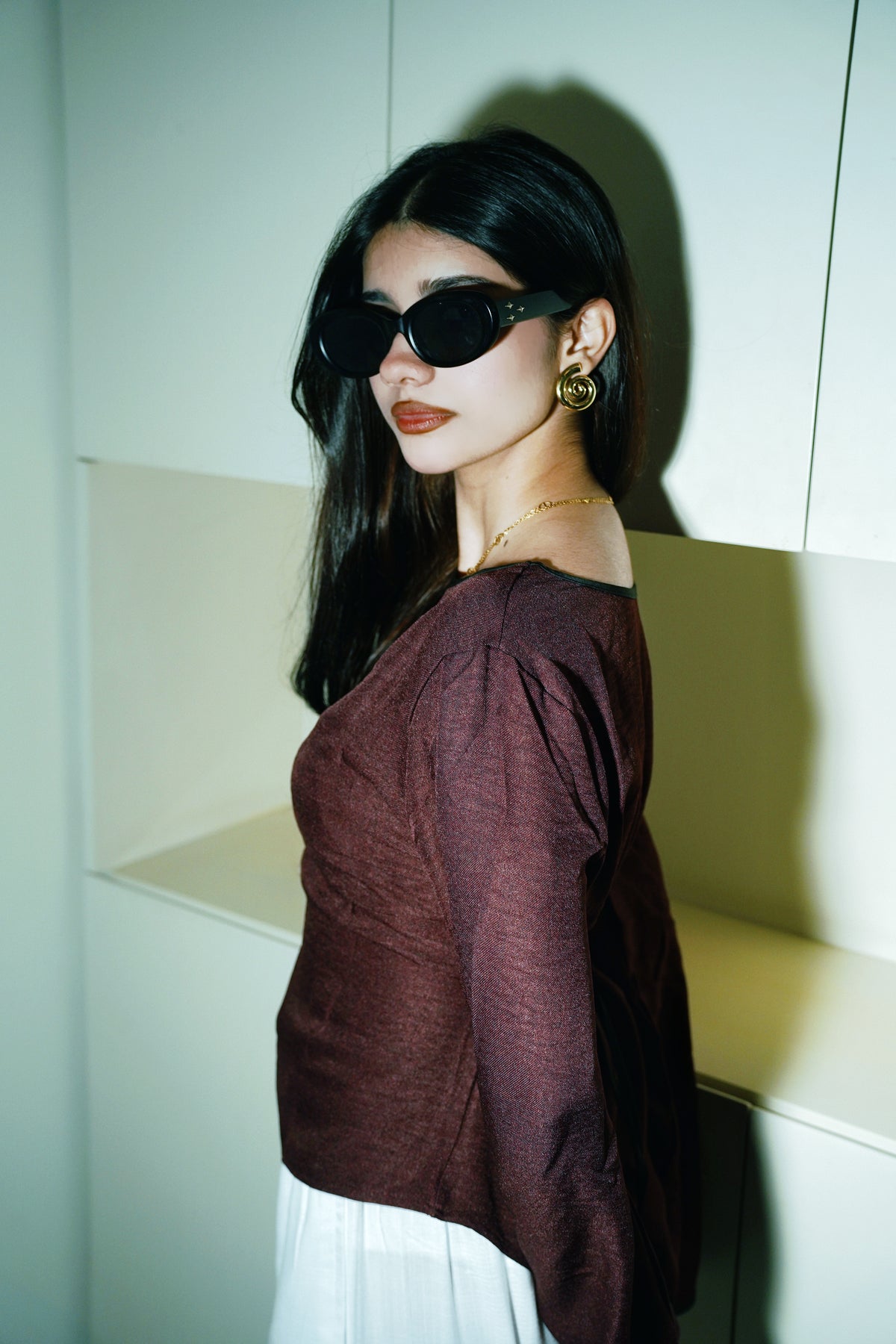Women’s Flared Sleeve Top - Maroon