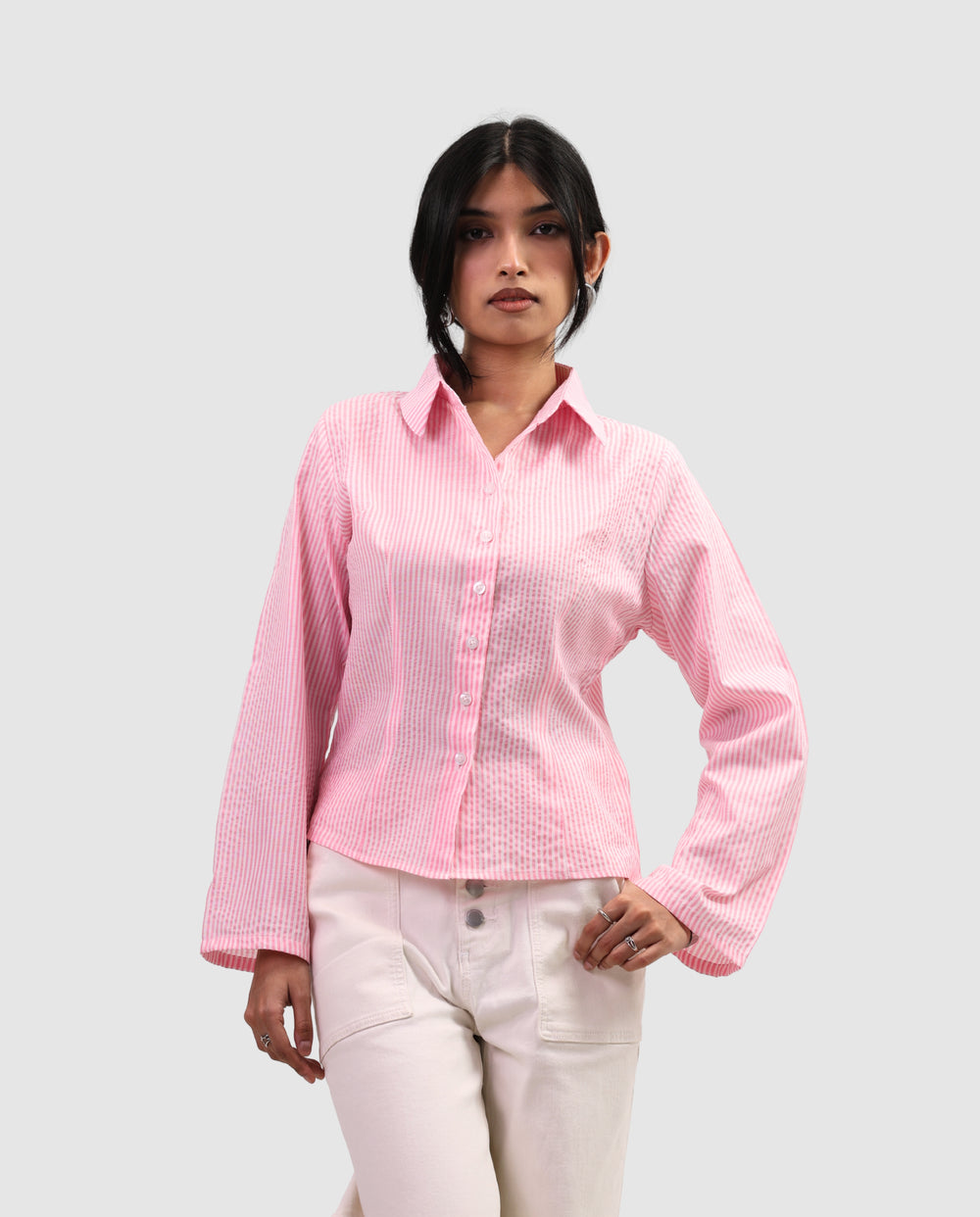 The Riviera Fitted Shirt - Stripe Pink