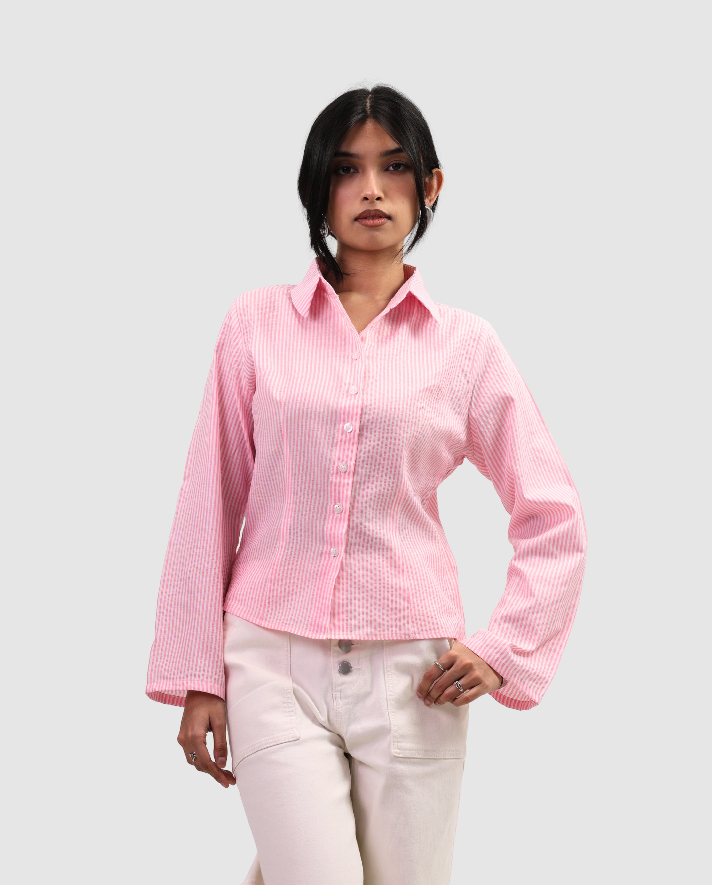The Riviera Fitted Shirt - Stripe Pink