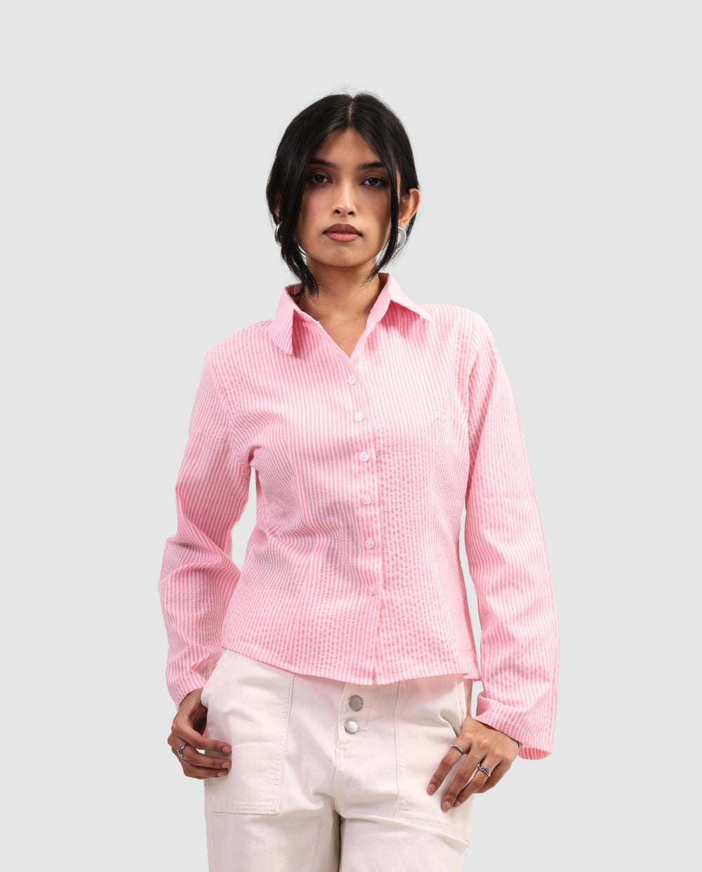 The Riviera Fitted Shirt - Stripe Pink
