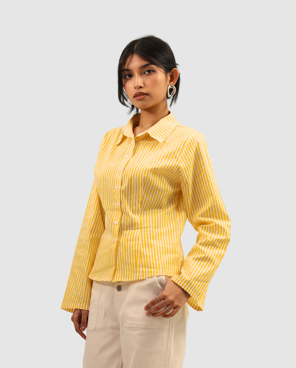 The Riviera Fitted Shirt - Striped Yellow