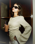 Women’s Flared Sleeve Top - Beige