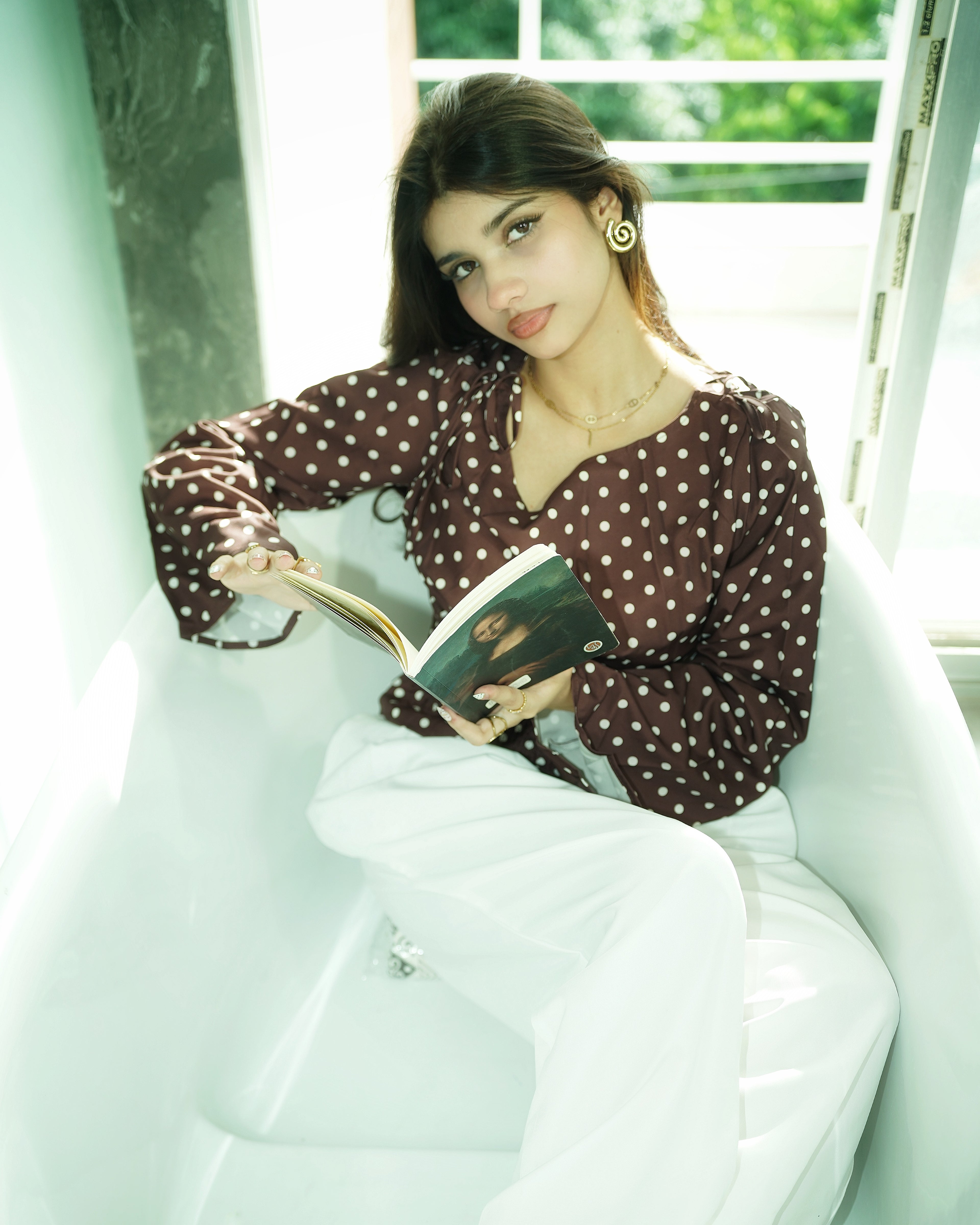 Women’s Polka Dot Top - Brown