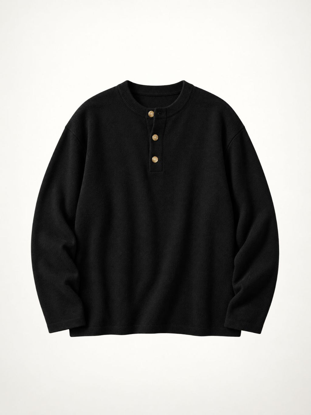 Knit Henley Tshirt - Black