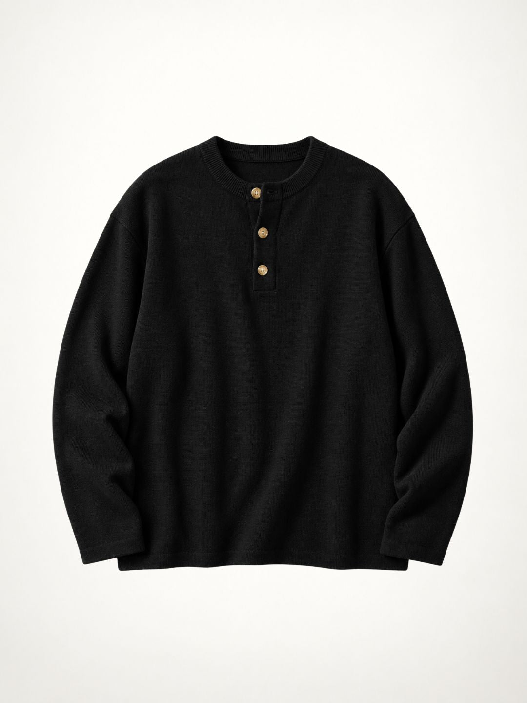 Knit Henley Tshirt - Black