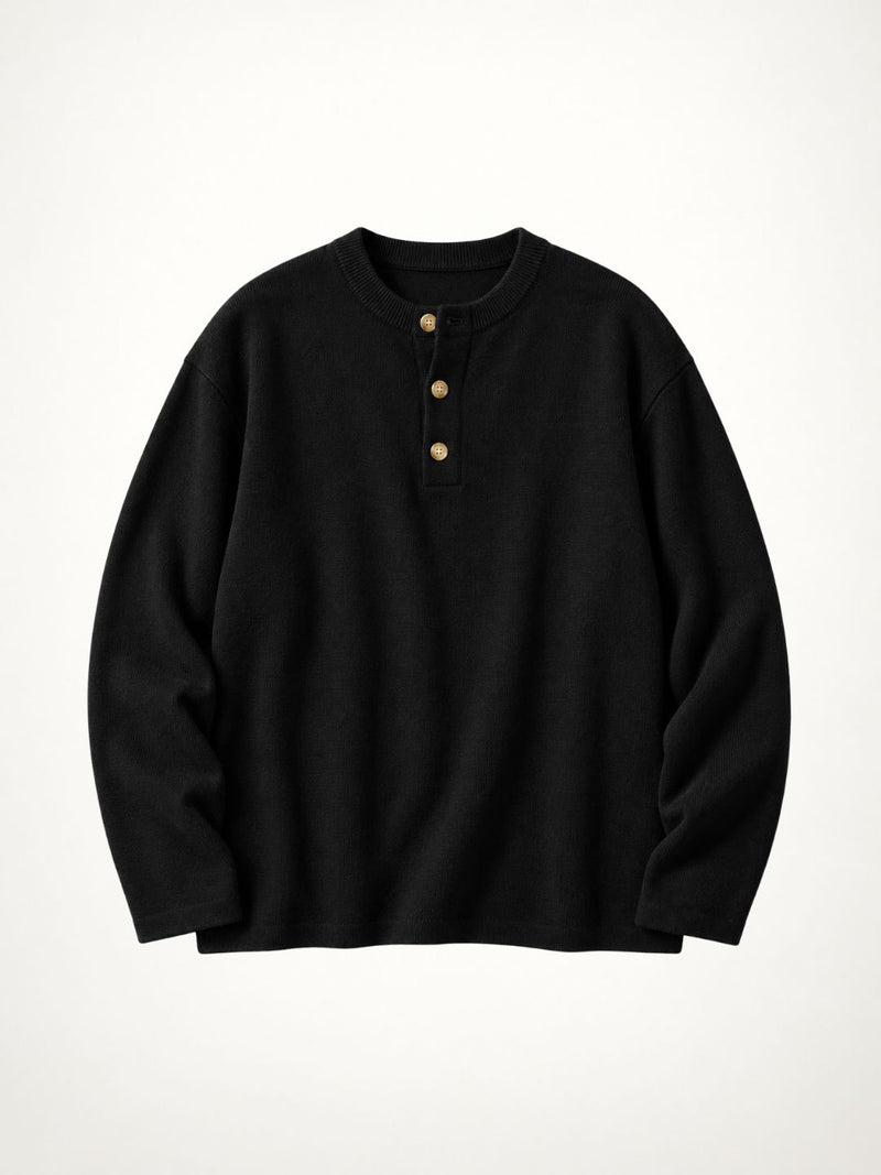 Knit Henley Tshirt - Black