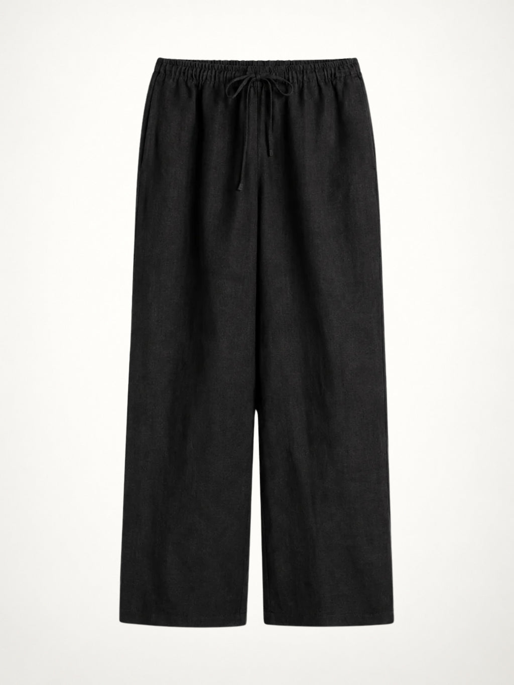 Unisex Wide-Legged Linen Pants - Black