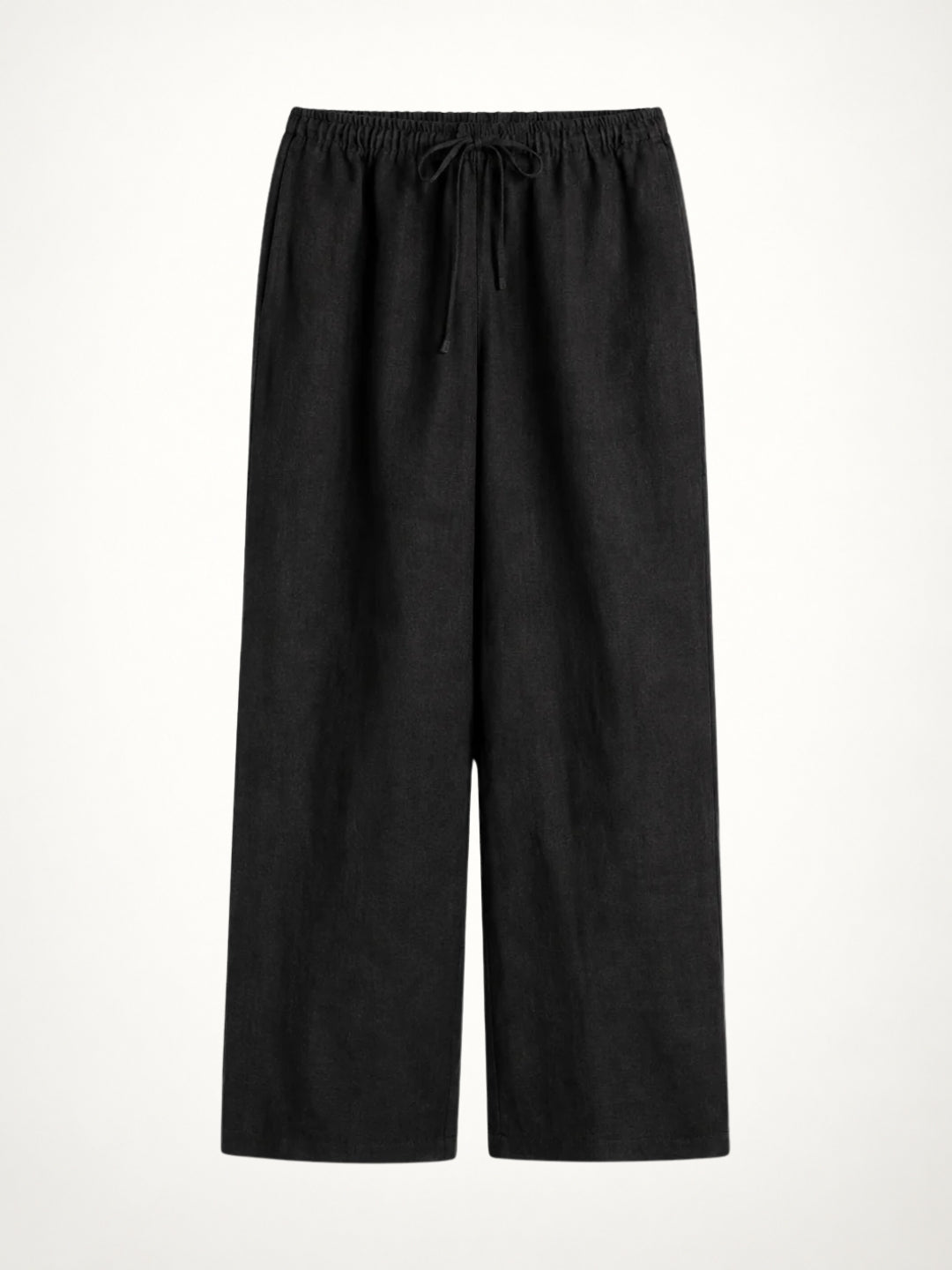 Unisex Wide-Legged Linen Pants - Black