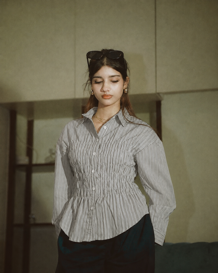 Women’s Fitted Striped Grey Shirt