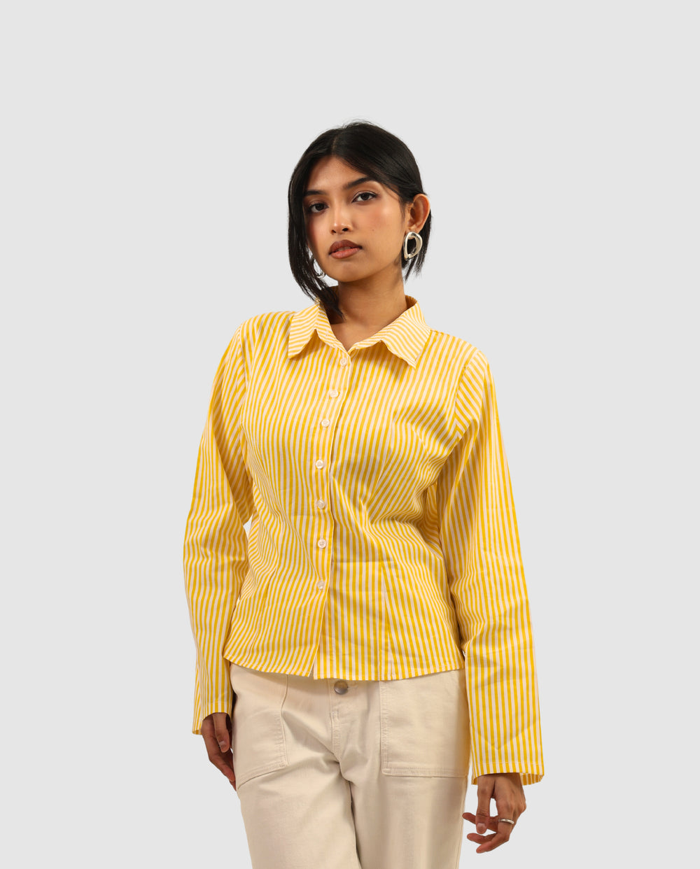The Riviera Fitted Shirt - Striped Yellow