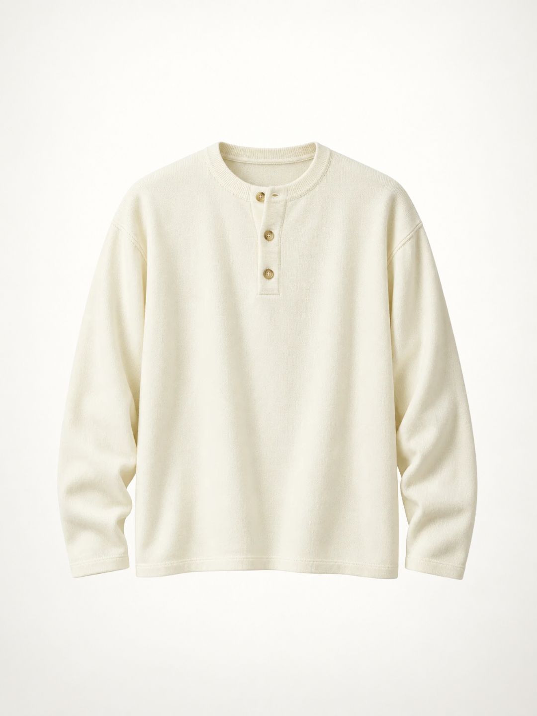 Knit Henley Tshirt - Cream