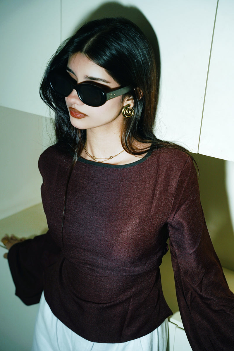 Women’s Flared Sleeve Top - Maroon