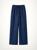 Unisex Wide-Legged Linen Pants - Navy Blue