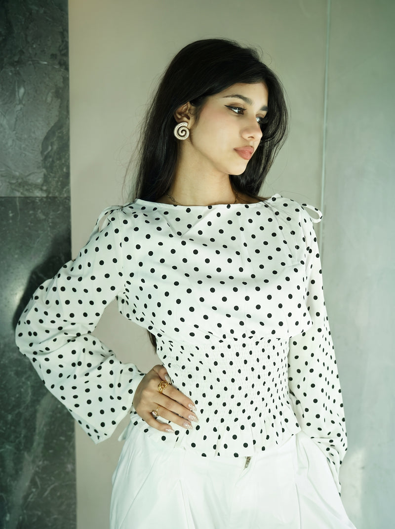 Women’s Polka Dot Top - White