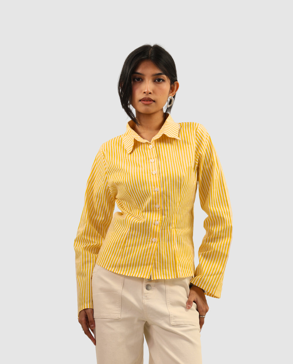The Riviera Fitted Shirt - Striped Yellow