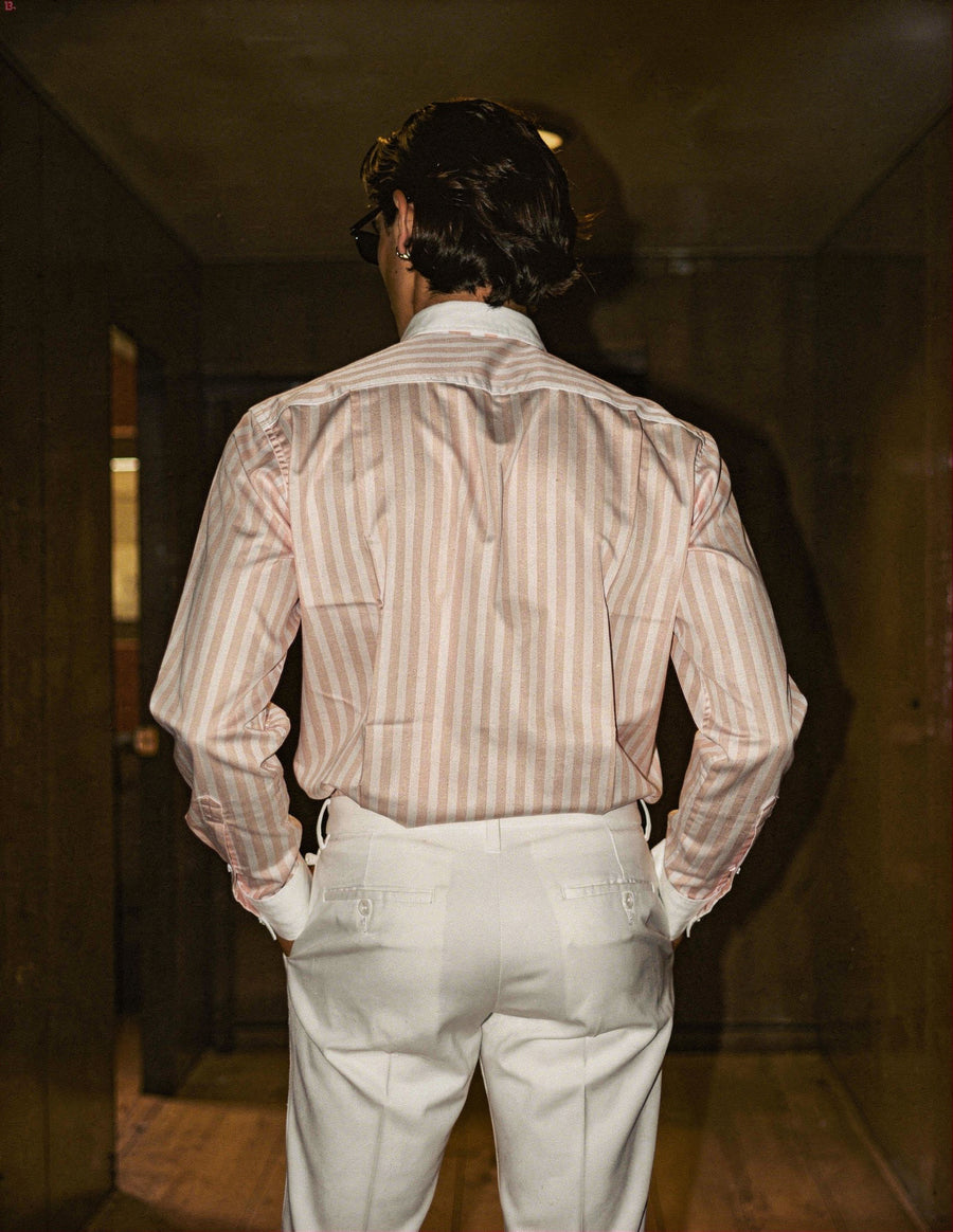 Striped Pink Contrast Collar Shirt - Image 3