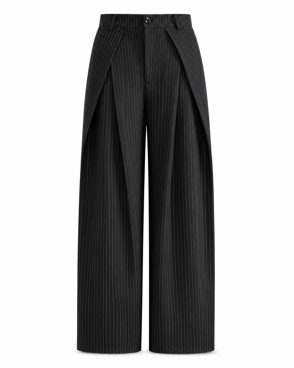 Unisex Prestige Pleated Pinstripe Pant - Black