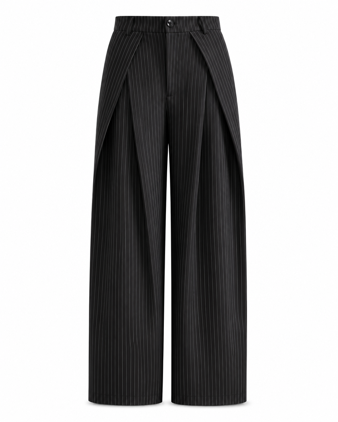 Unisex Prestige Pleated Pinstripe Pant - Black