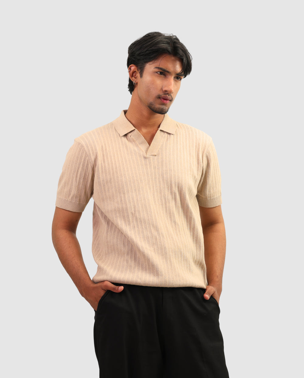 Premium Knit Polo - Beige