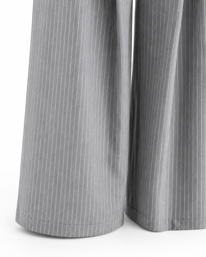 Unisex Prestige Pleated Pinstripe Pant - Striped Grey