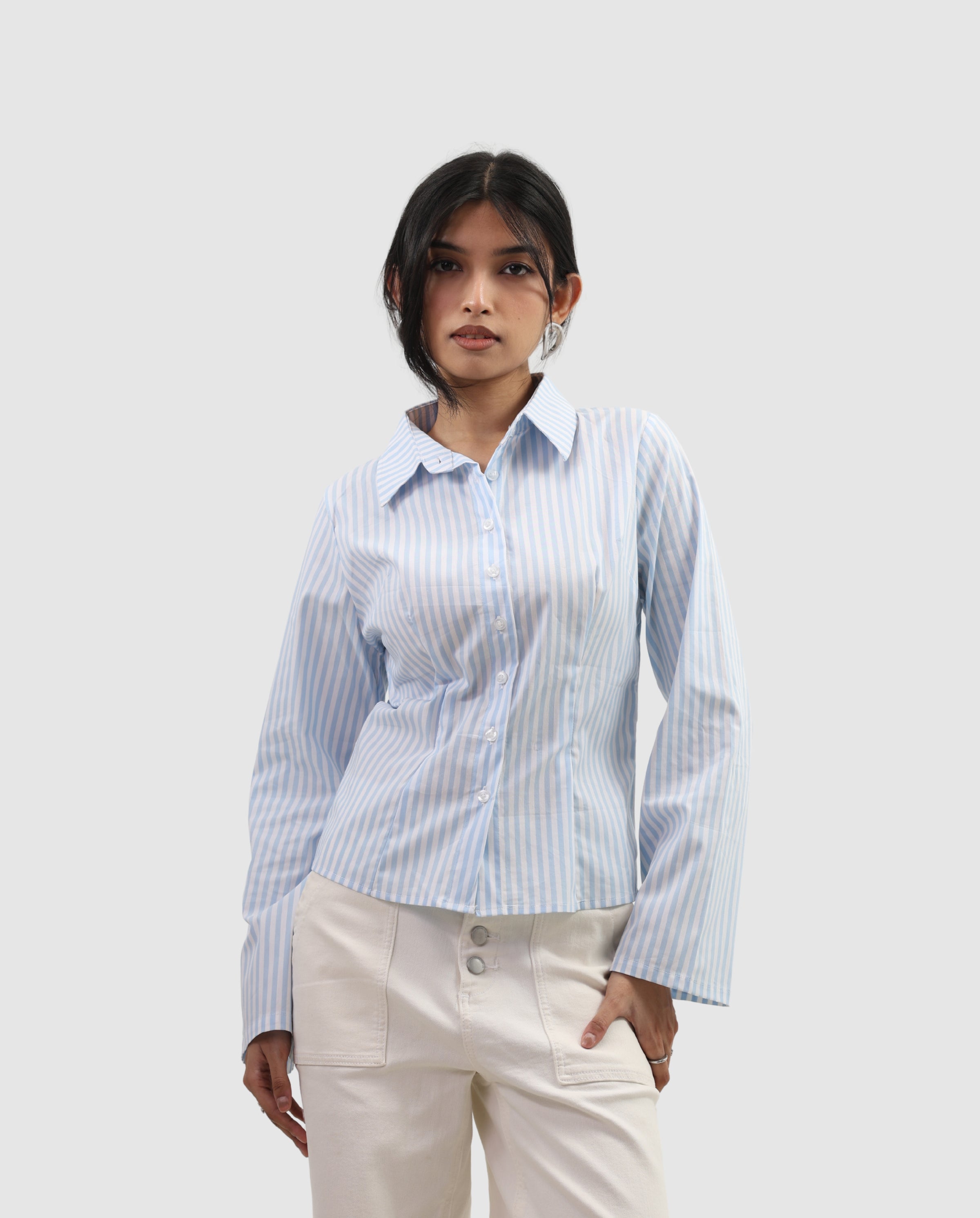 The Riviera Fitted Shirt - Stripe Blue