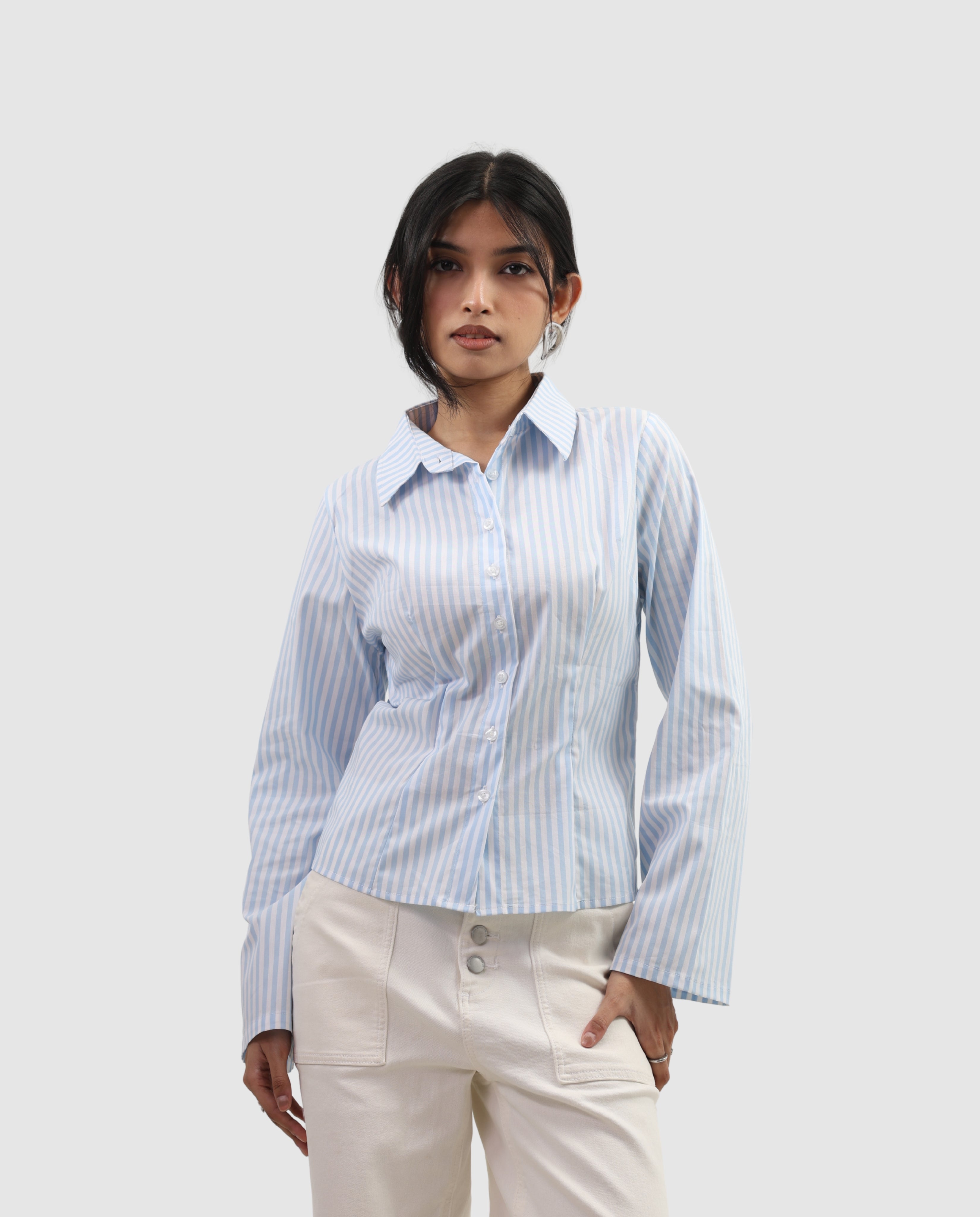 The Riviera Fitted Shirt - Stripe Blue
