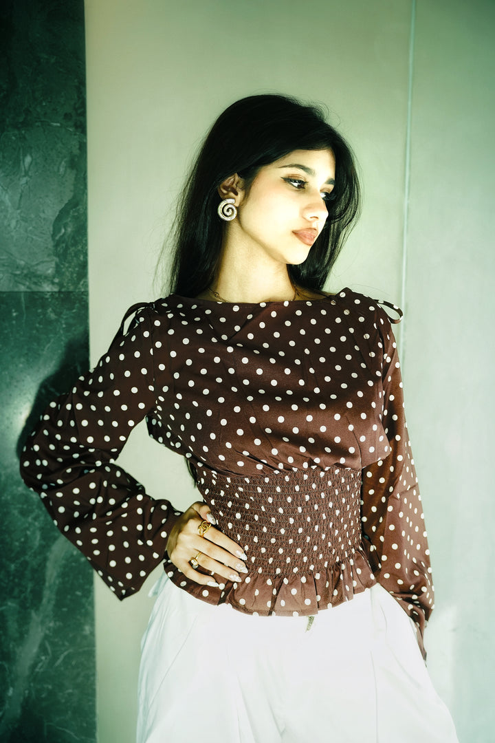 Women’s Polka Dot Top - Brown