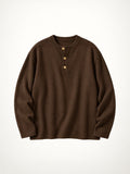 Knit Henley Tshirt - Brown