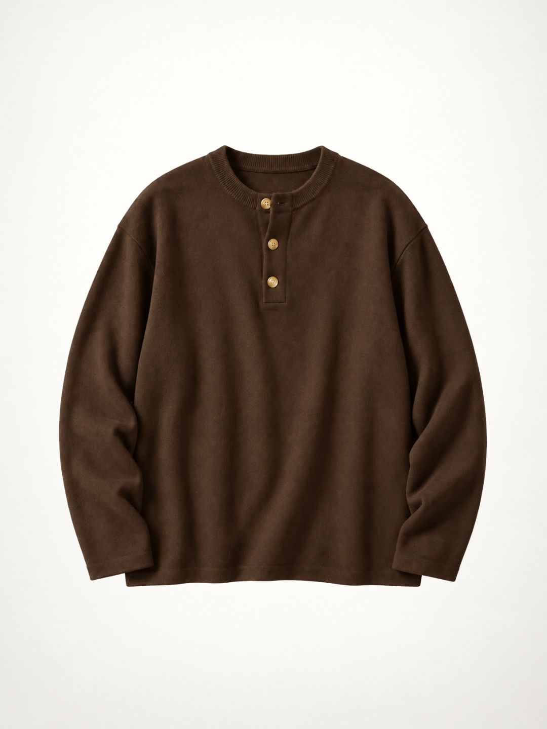 Knit Henley Tshirt - Brown
