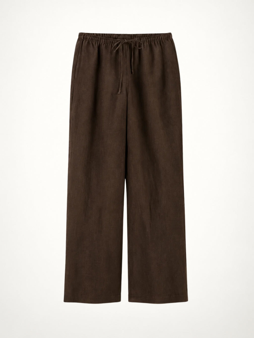 Unisex Wide-Legged Linen Pants - Brown