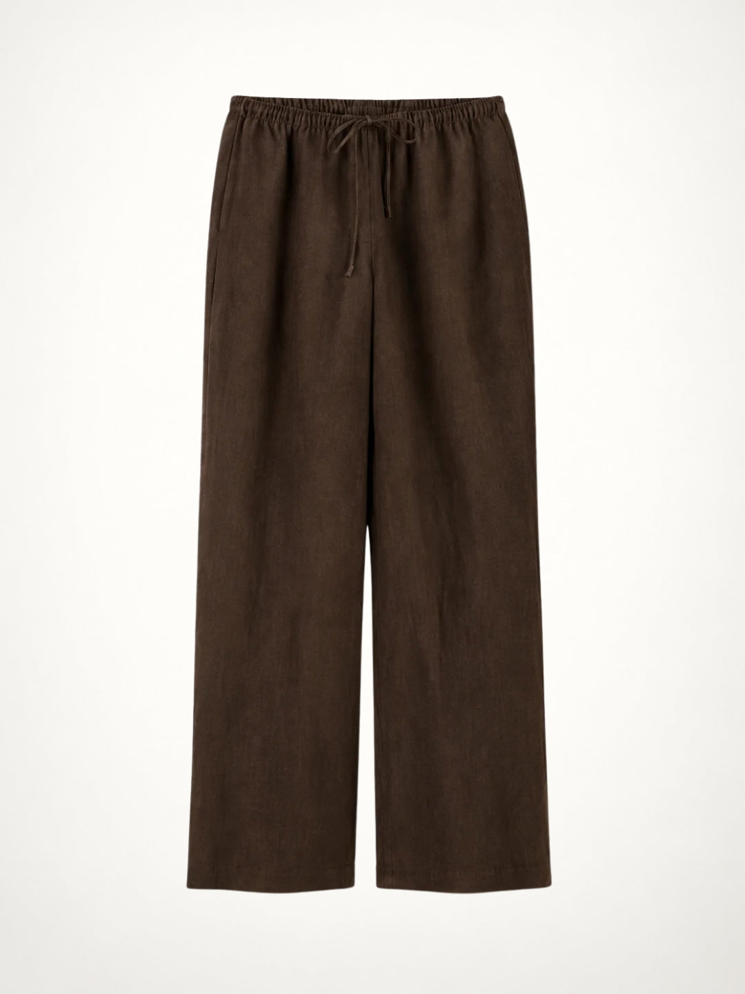 Unisex Wide-Legged Linen Pants - Brown