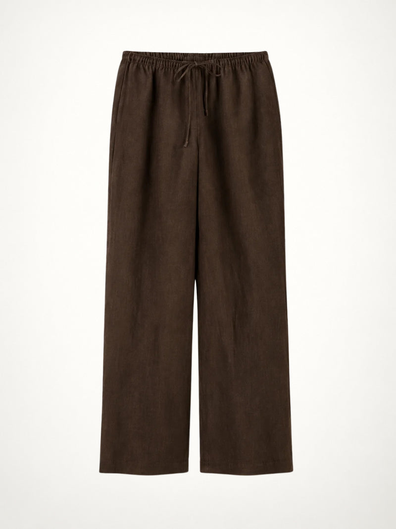 Unisex Wide-Legged Linen Pants - Brown