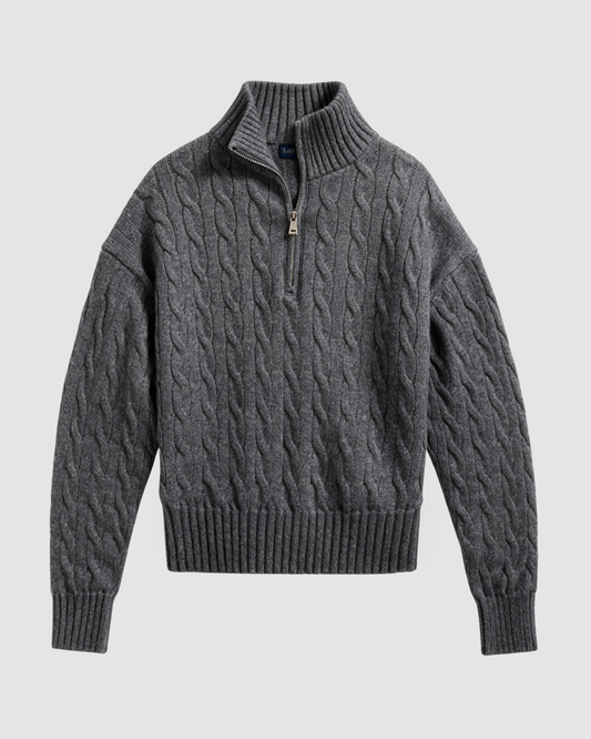 the montclair cableknit sweater charcoal grey