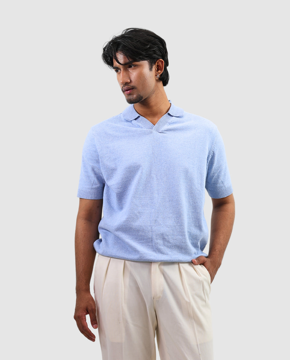Premium Knit Polo - Light Blue