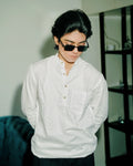 White Linen Henley with European Collar