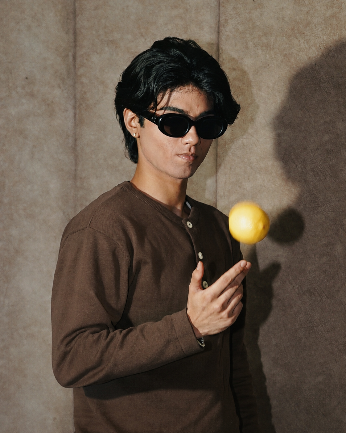 Knit Henley Tshirt - Brown