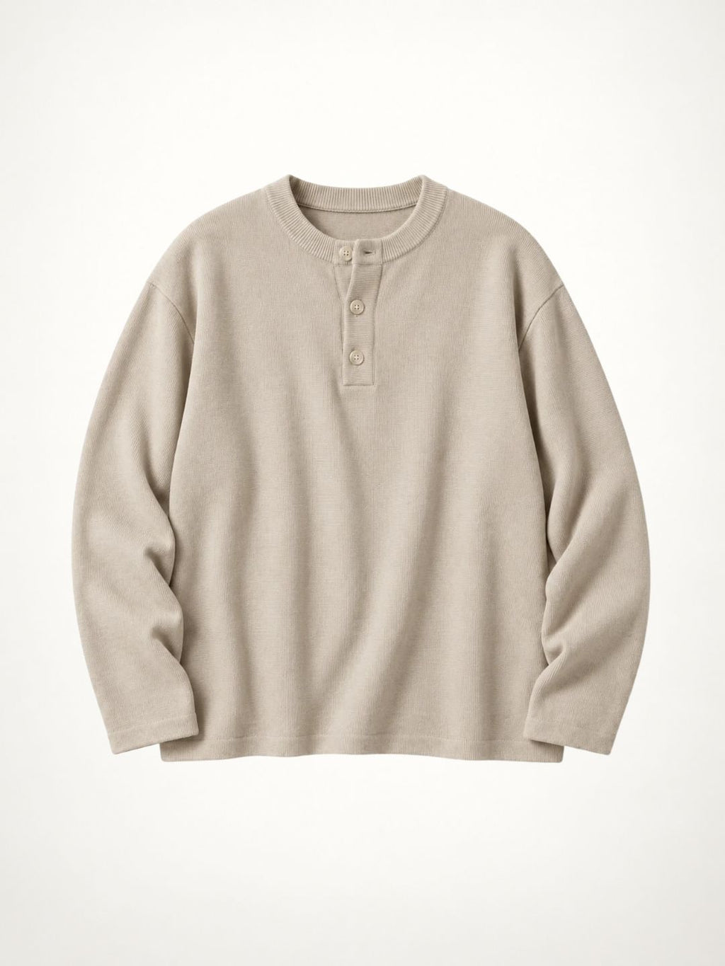 Knit Henley Tshirt - Beige