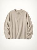 Knit Henley Tshirt - Beige