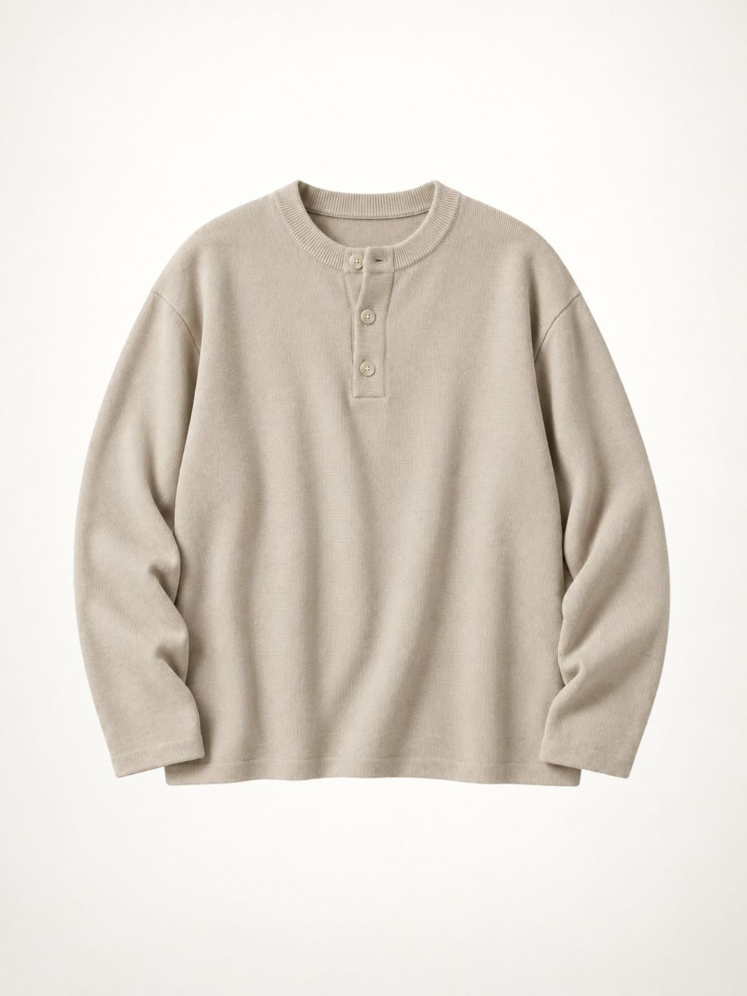Knit Henley Tshirt - Beige