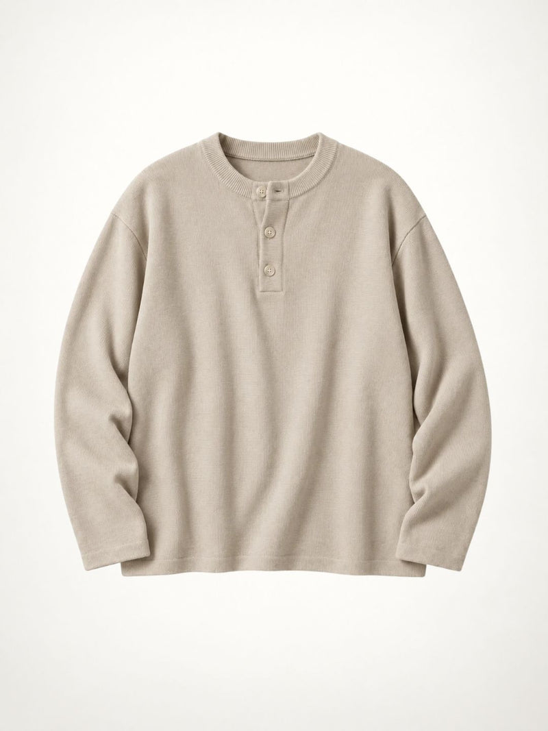 Knit Henley Tshirt - Beige
