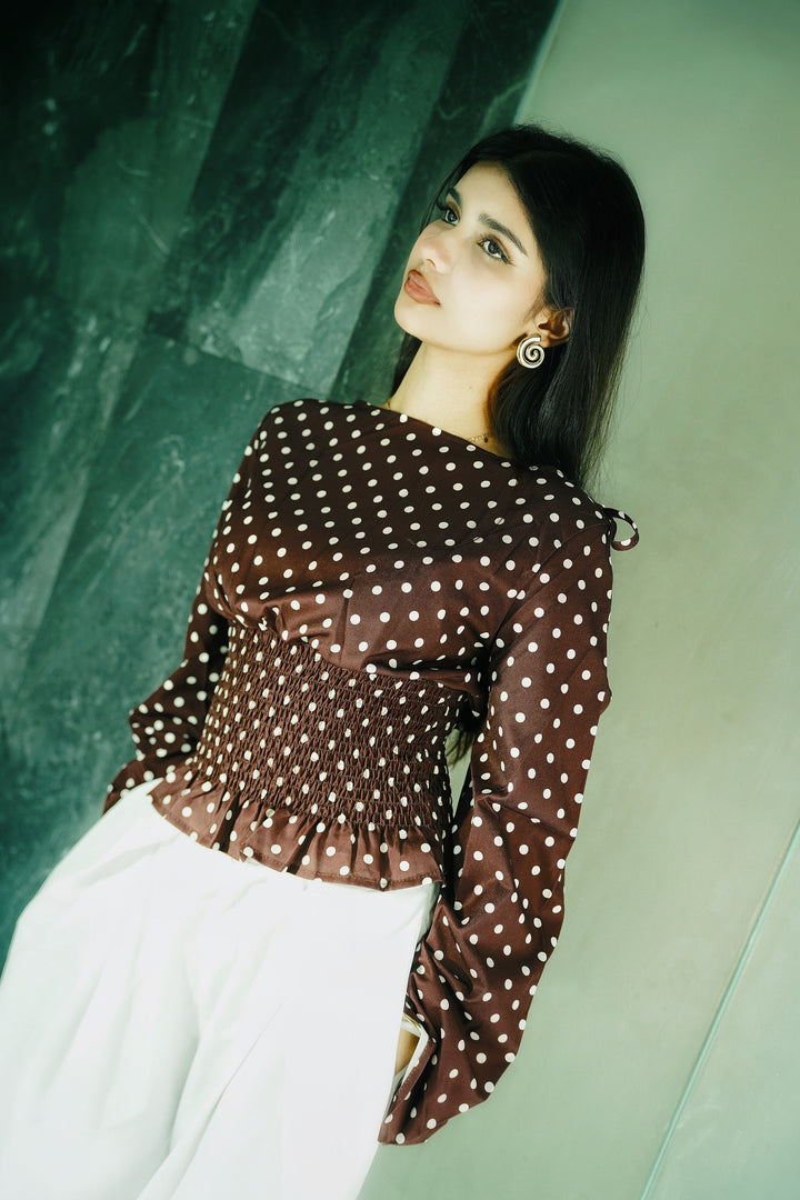 Women’s Polka Dot Top - Brown