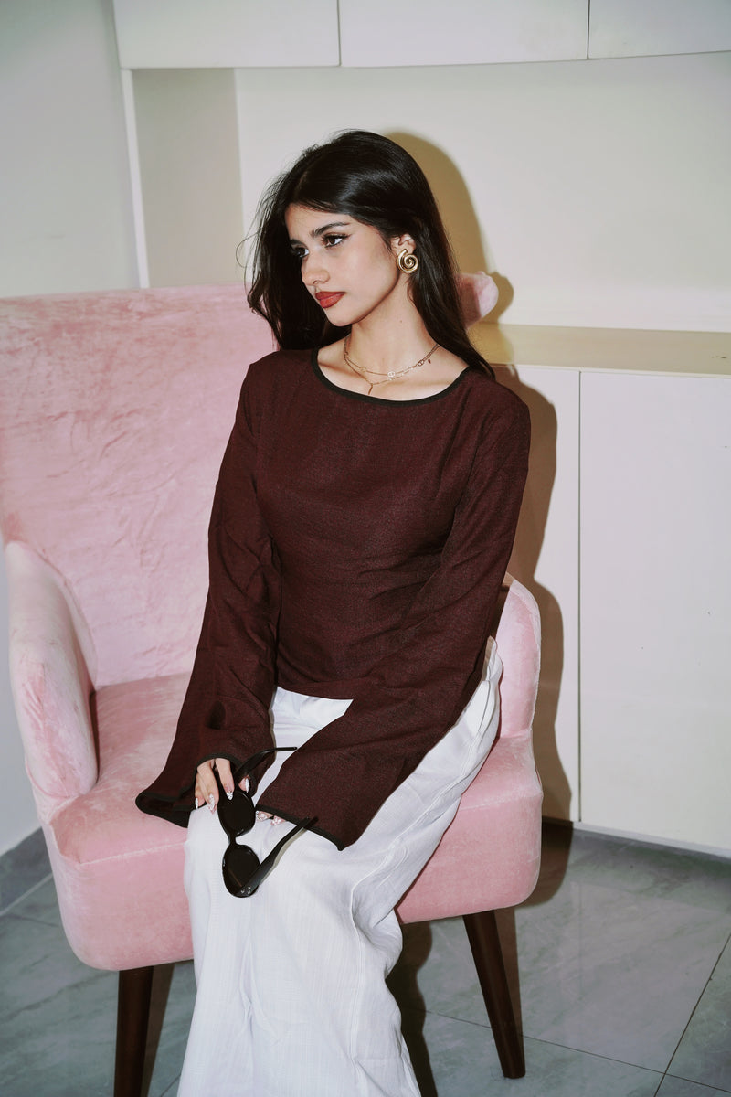 Women’s Flared Sleeve Top - Maroon