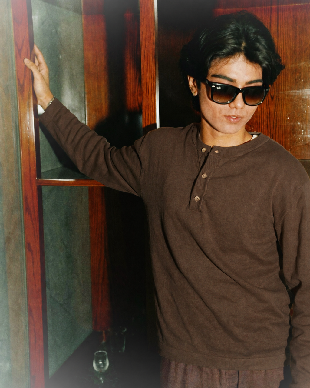 Knit Henley Tshirt - Brown