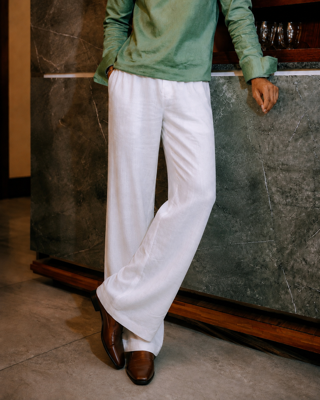Unisex Wide-Legged Linen Pants - White