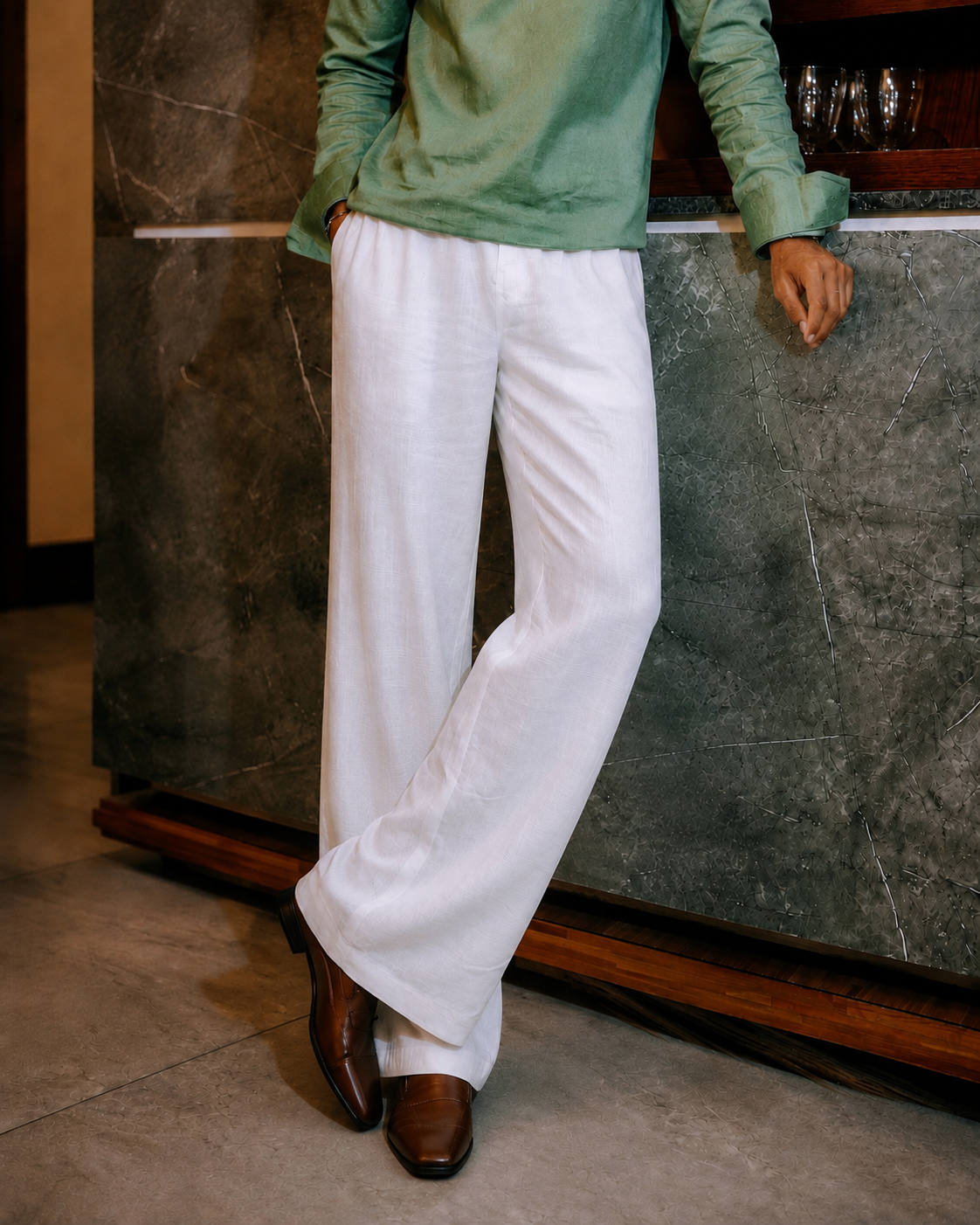Unisex Wide-Legged Linen Pants - White