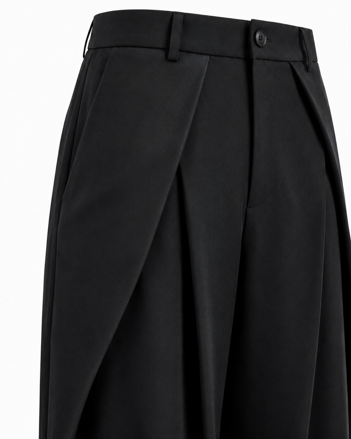 Unisex Prestige Pleated Pinstripe Pant - Black